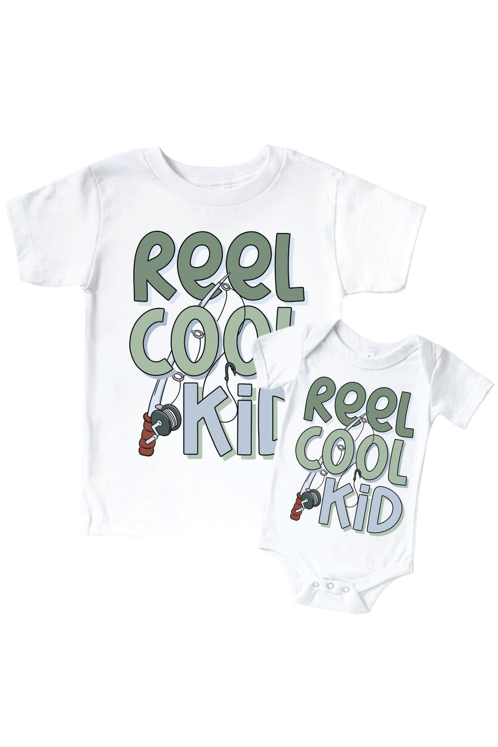 Reel Cool Kid Graphic Bodysuit & Kids Tee | White