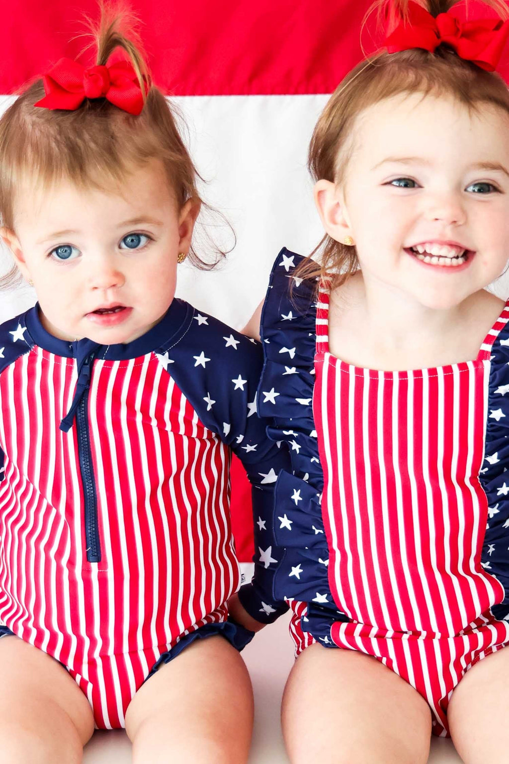Long Sleeve Rash Guard with Front Zipper | Stars & Stripes Party