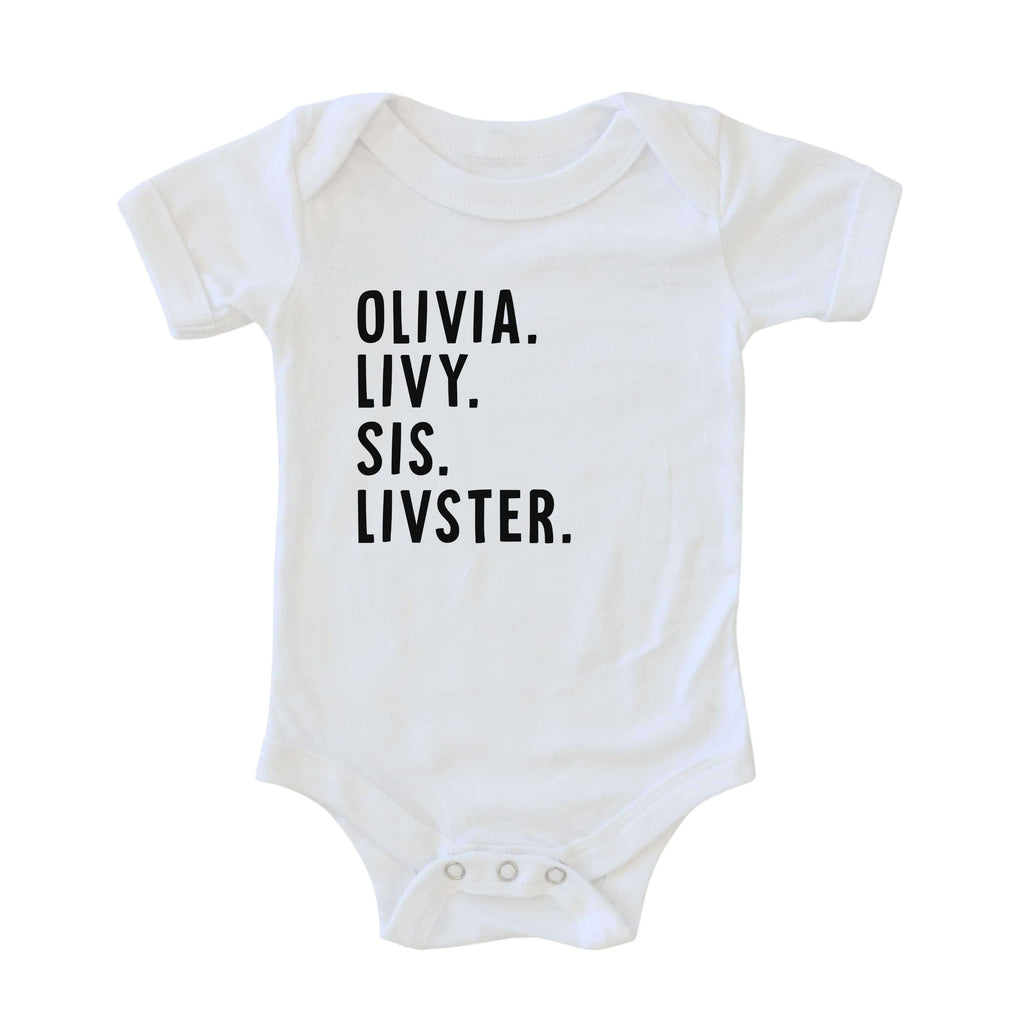 Personalized Nickname Graphic Bodysuit | White