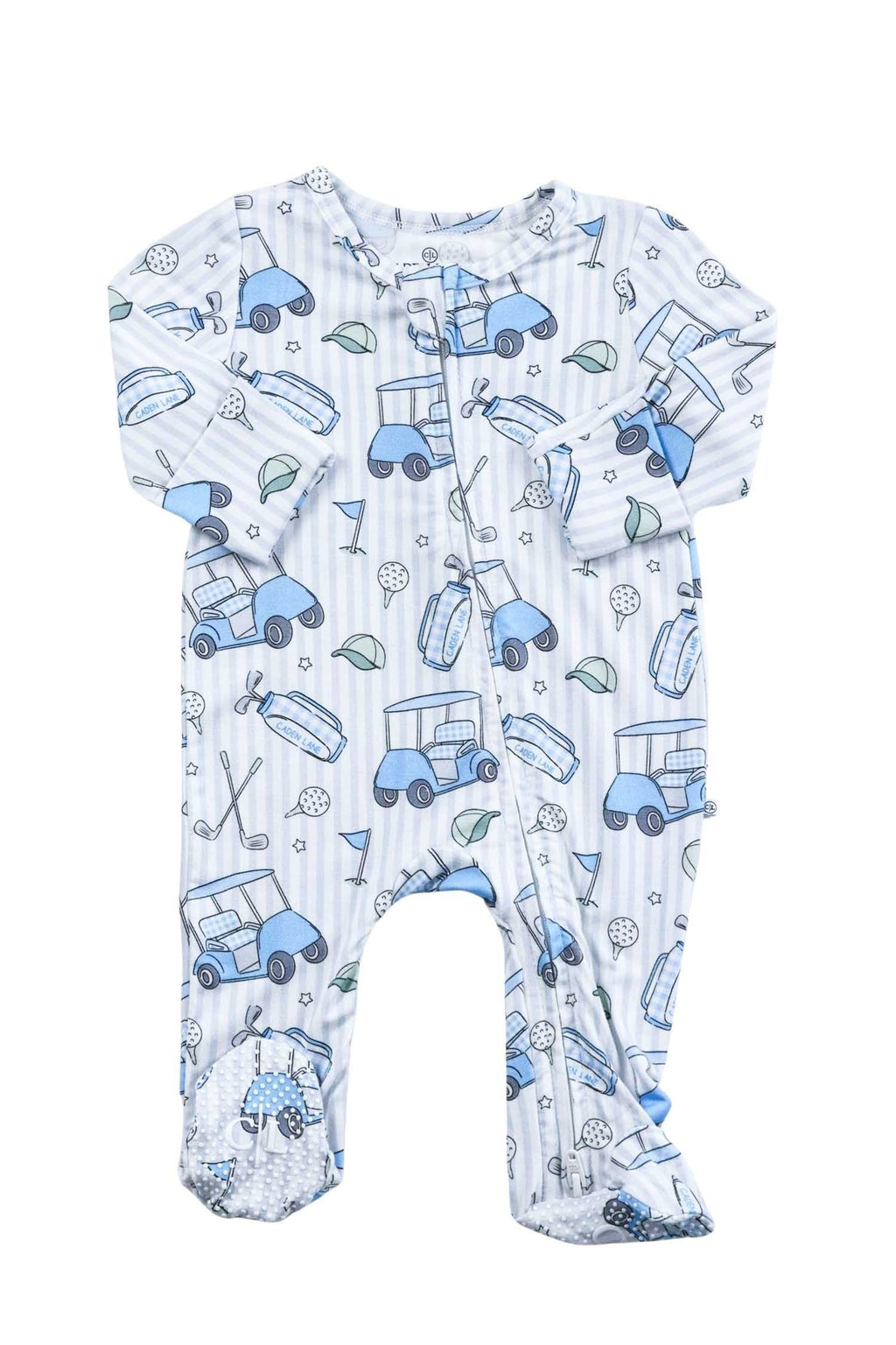 Bamboo Zipper Footie | Caddie Crew Blue