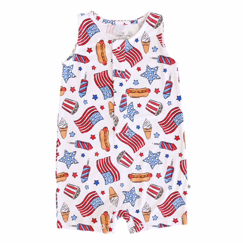 Sleeveless Snap Romper | Party in the USA Fireworks