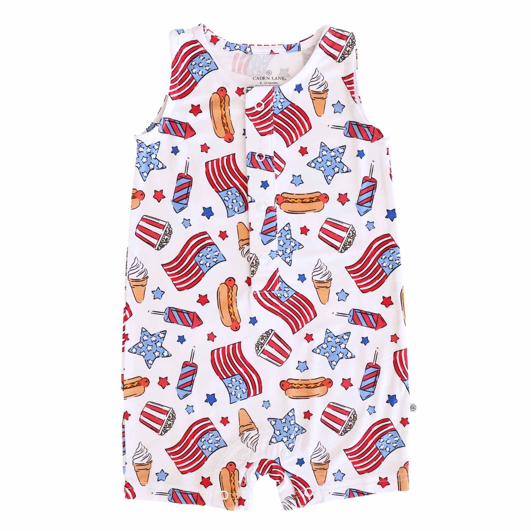 Sleeveless Snap Romper | Party in the USA Fireworks