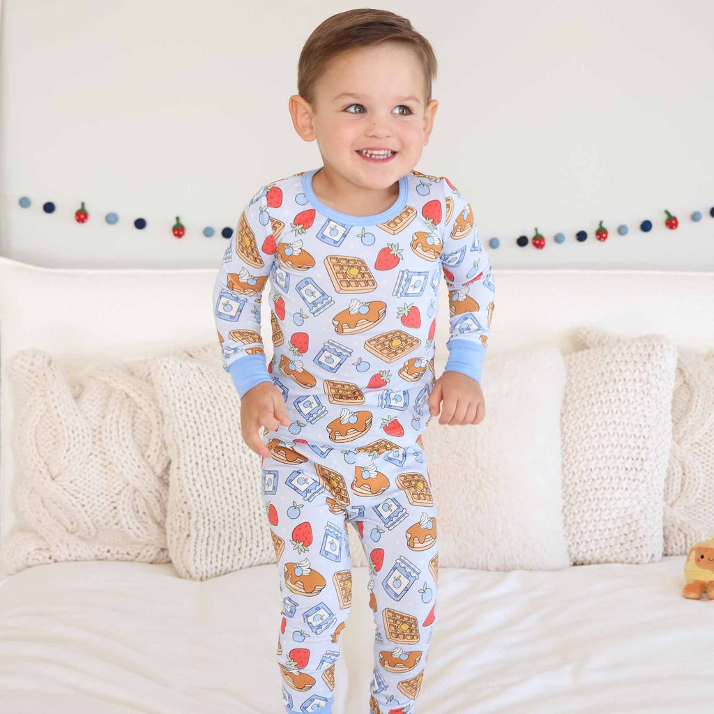 Sweet Stacks Two Piece Pajama Set | Blue