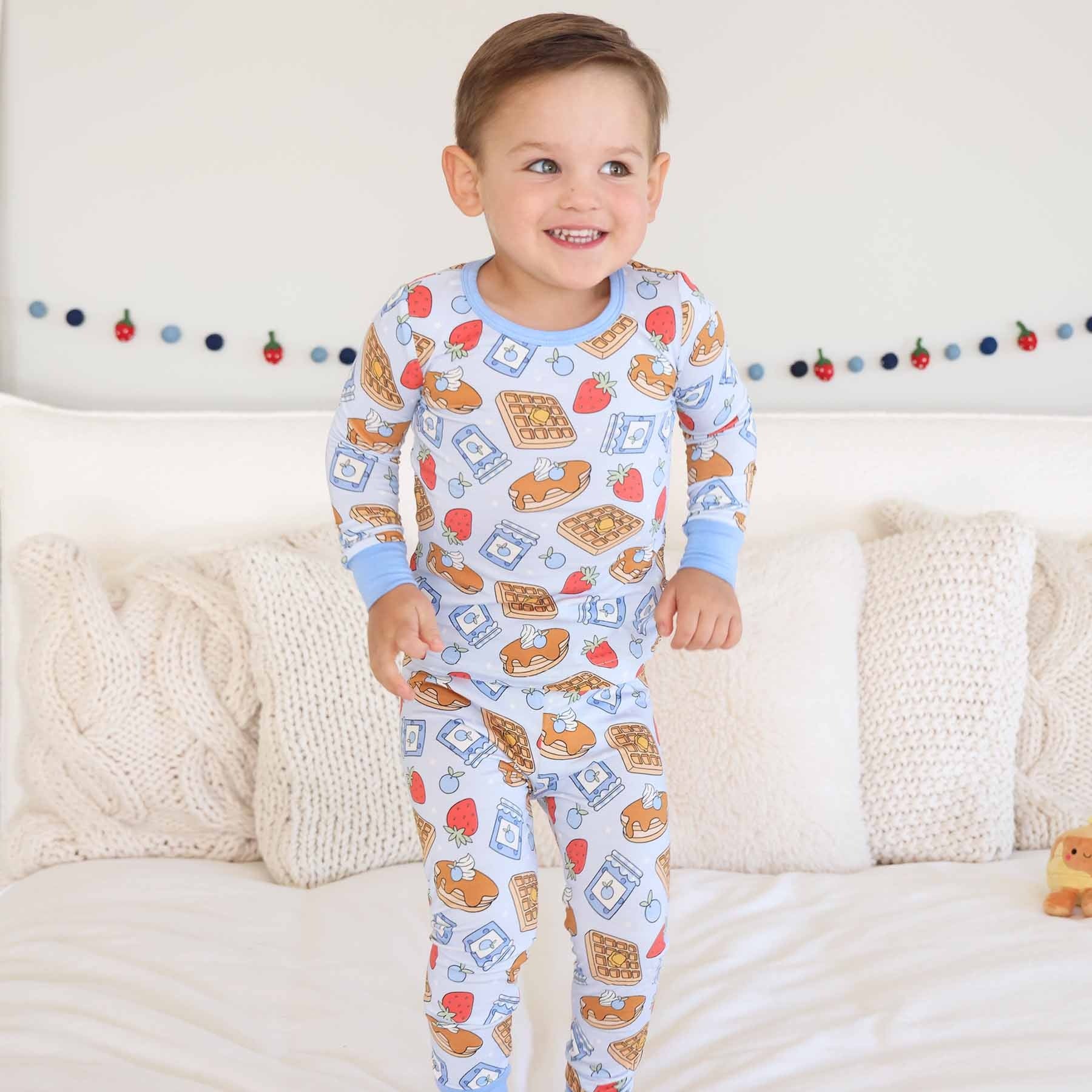 Sweet Stacks Two Piece Pajama Set | Blue