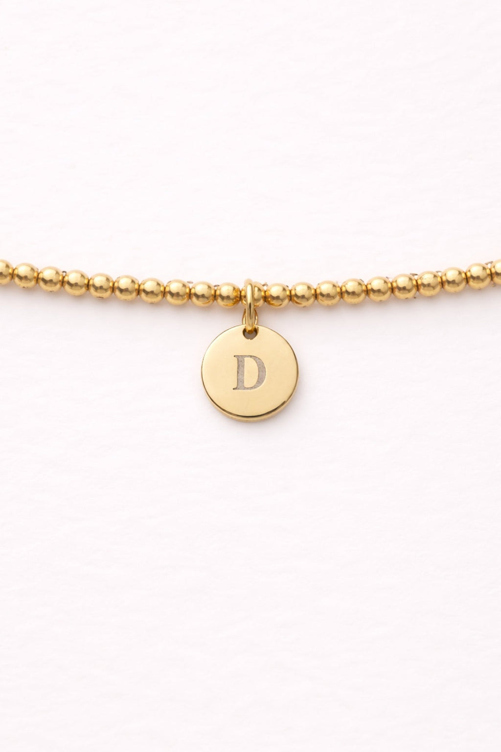 Engraved Circle Charm Beaded Bracelet