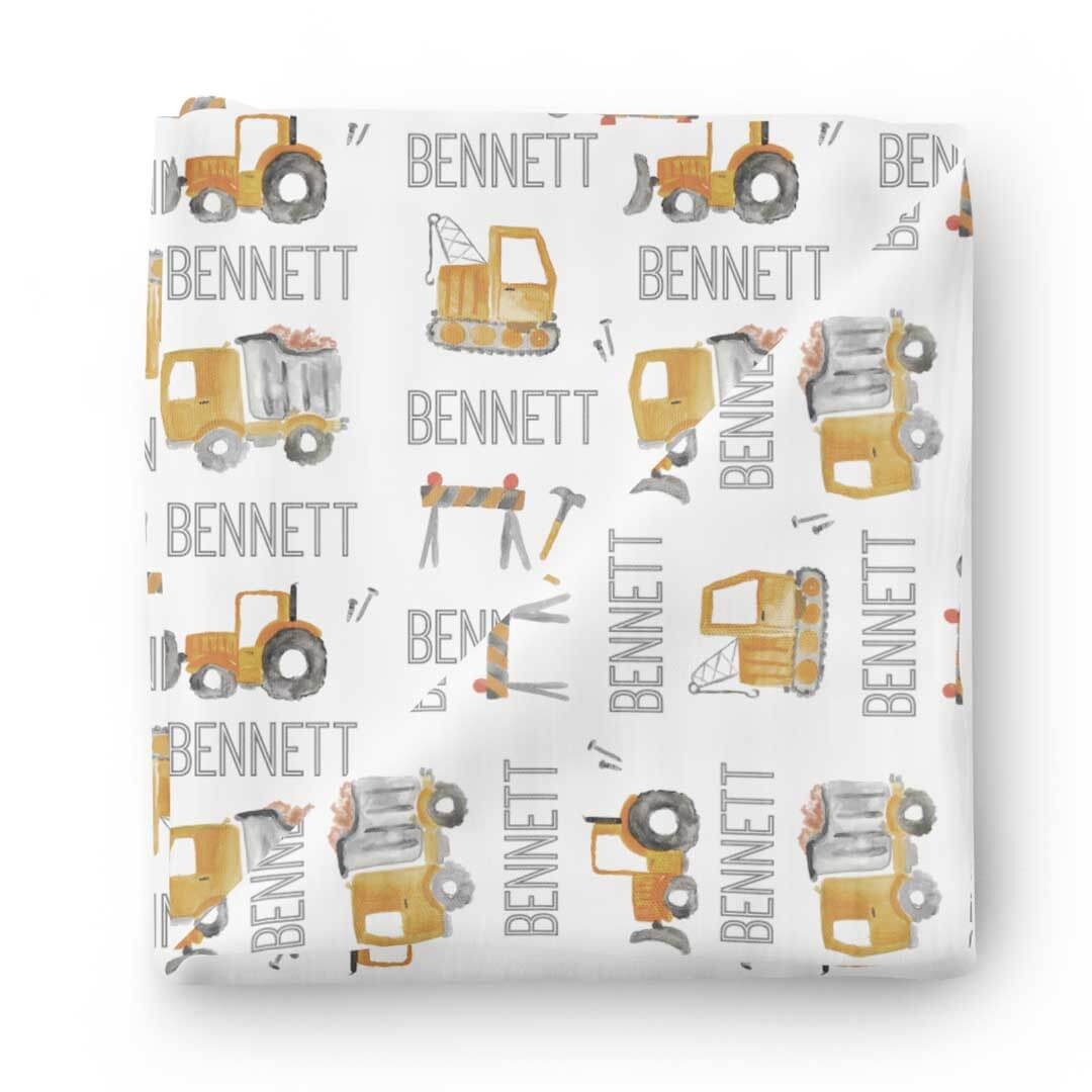 Little Digger Personalized Baby Name Swaddle