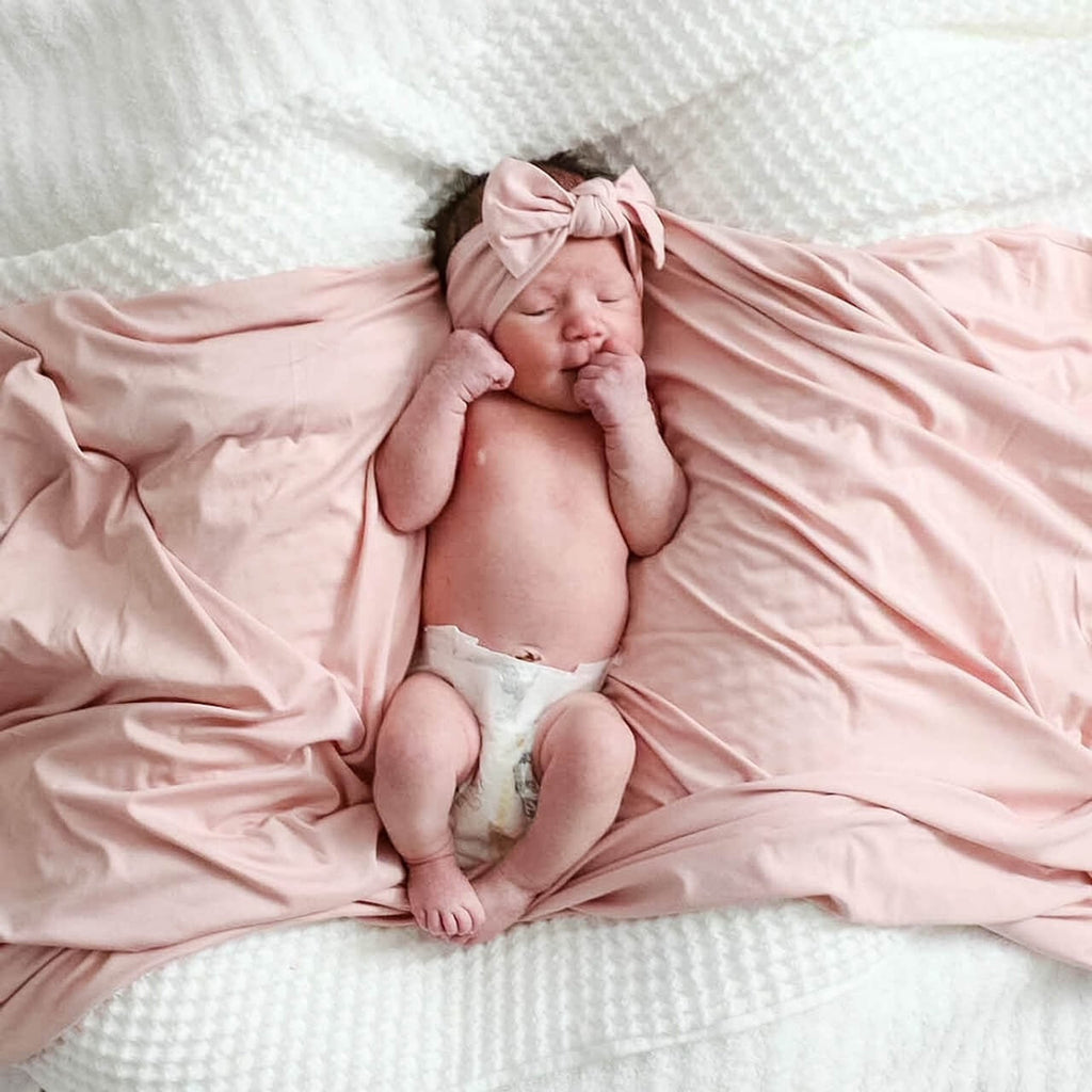 Solid Petal Pink Bamboo Knit Swaddle Blanket
