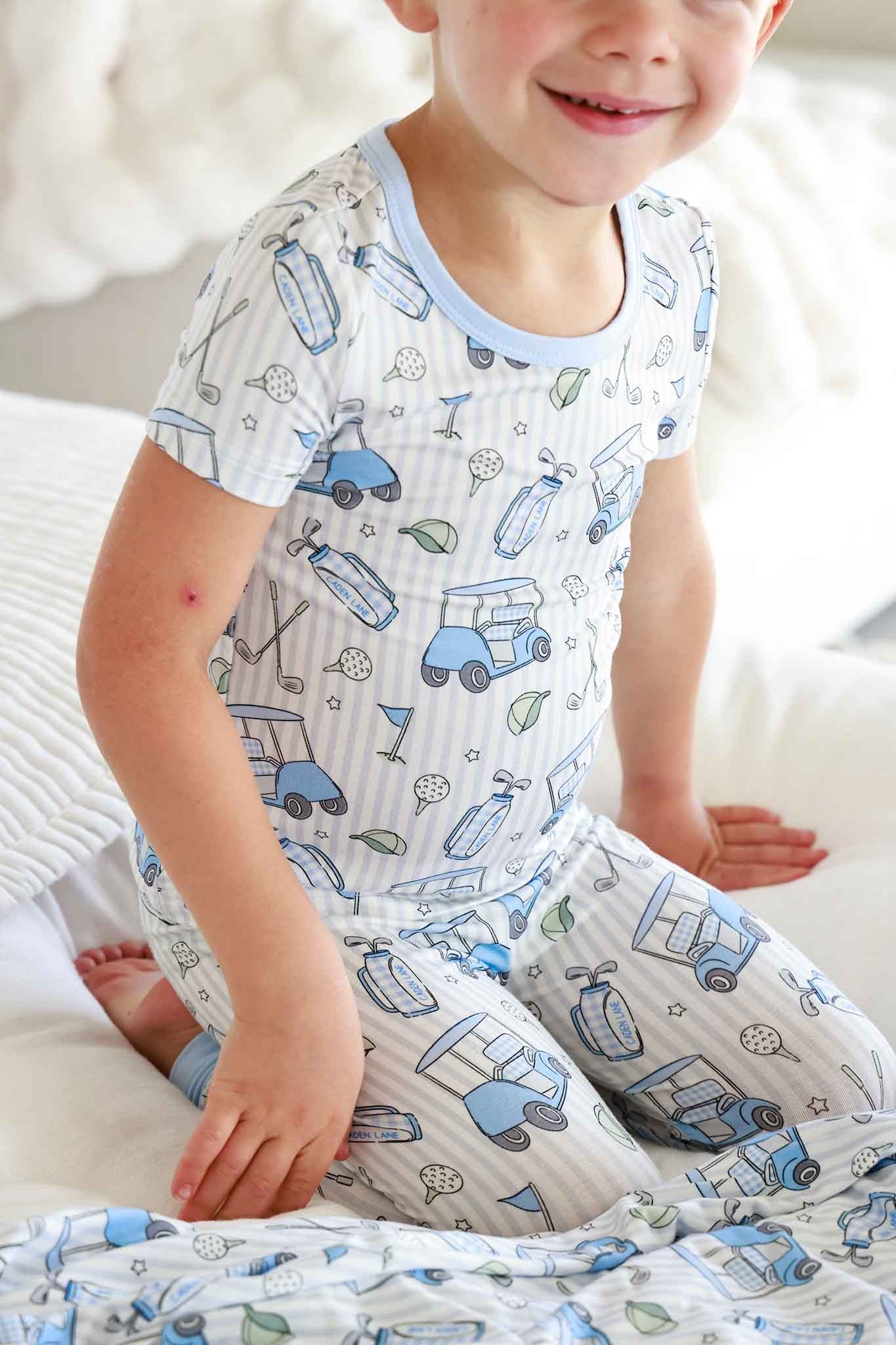 Two Piece Bamboo Pajama Set | Caddie Crew Blue