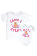 Paws & Relax Pink Graphic Bodysuit & Kids Tee | White