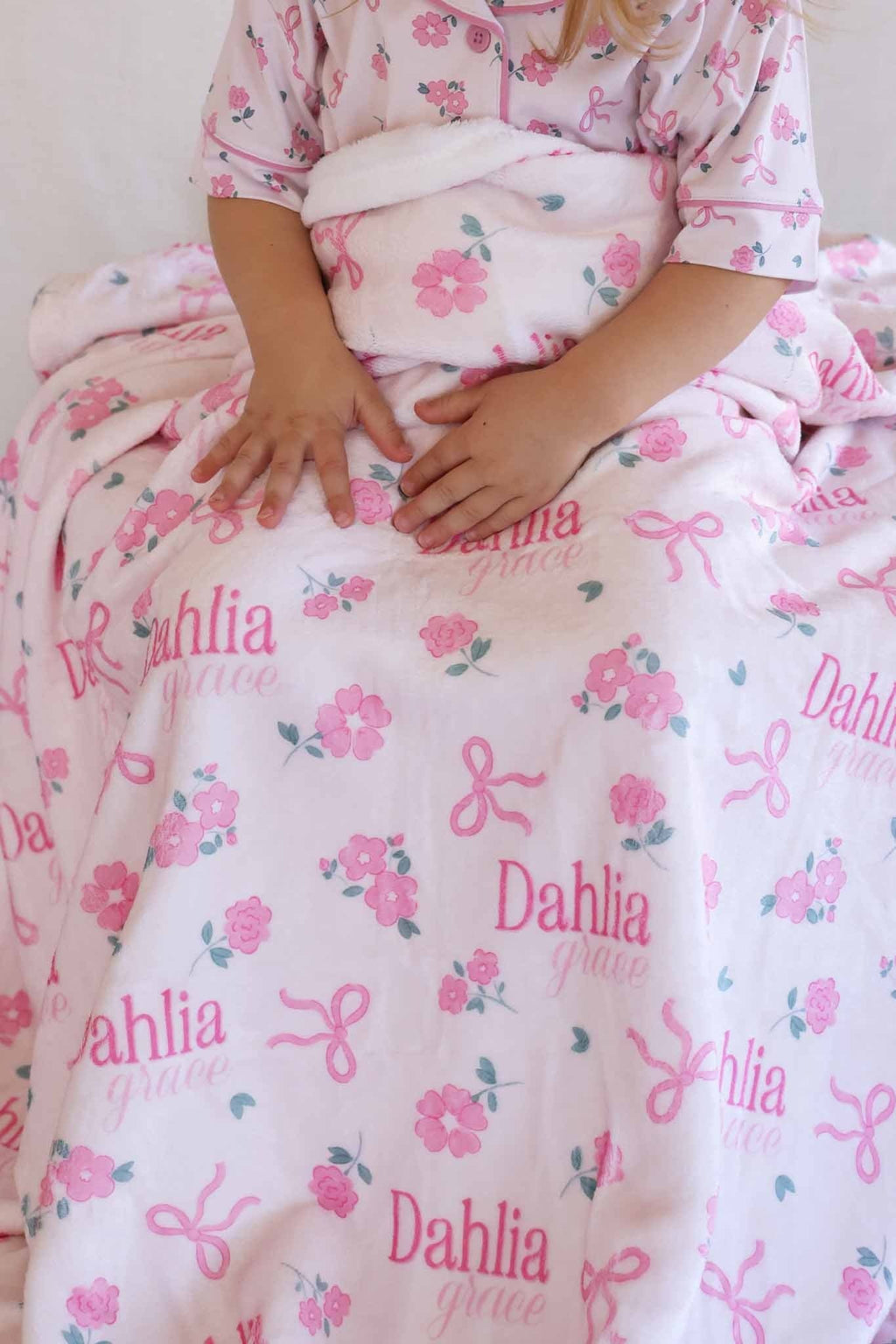 Ribbon & Roses Personalized Kids Blanket | Pink