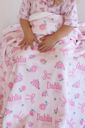 Ribbon & Roses Personalized Kids Blanket | Pink