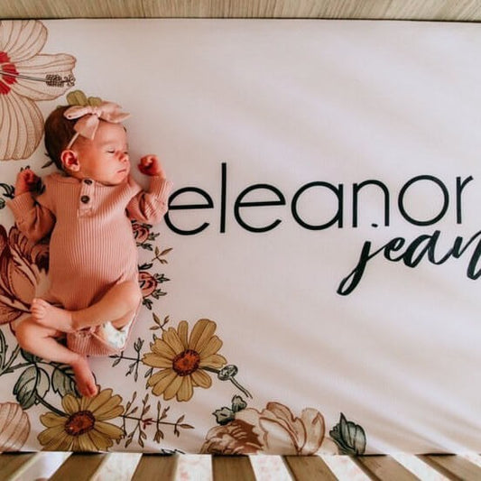 Peyton's Vintage Floral Personalized Crib Sheet
