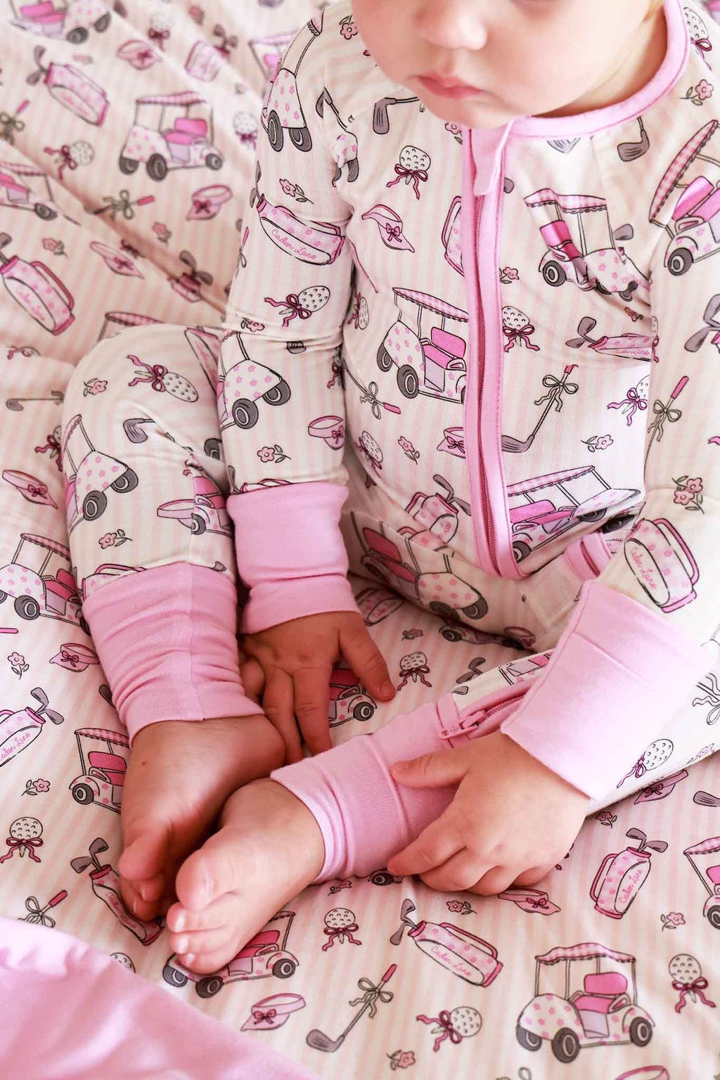 Convertible Bamboo Zip Romper | Caddie Crew Pink