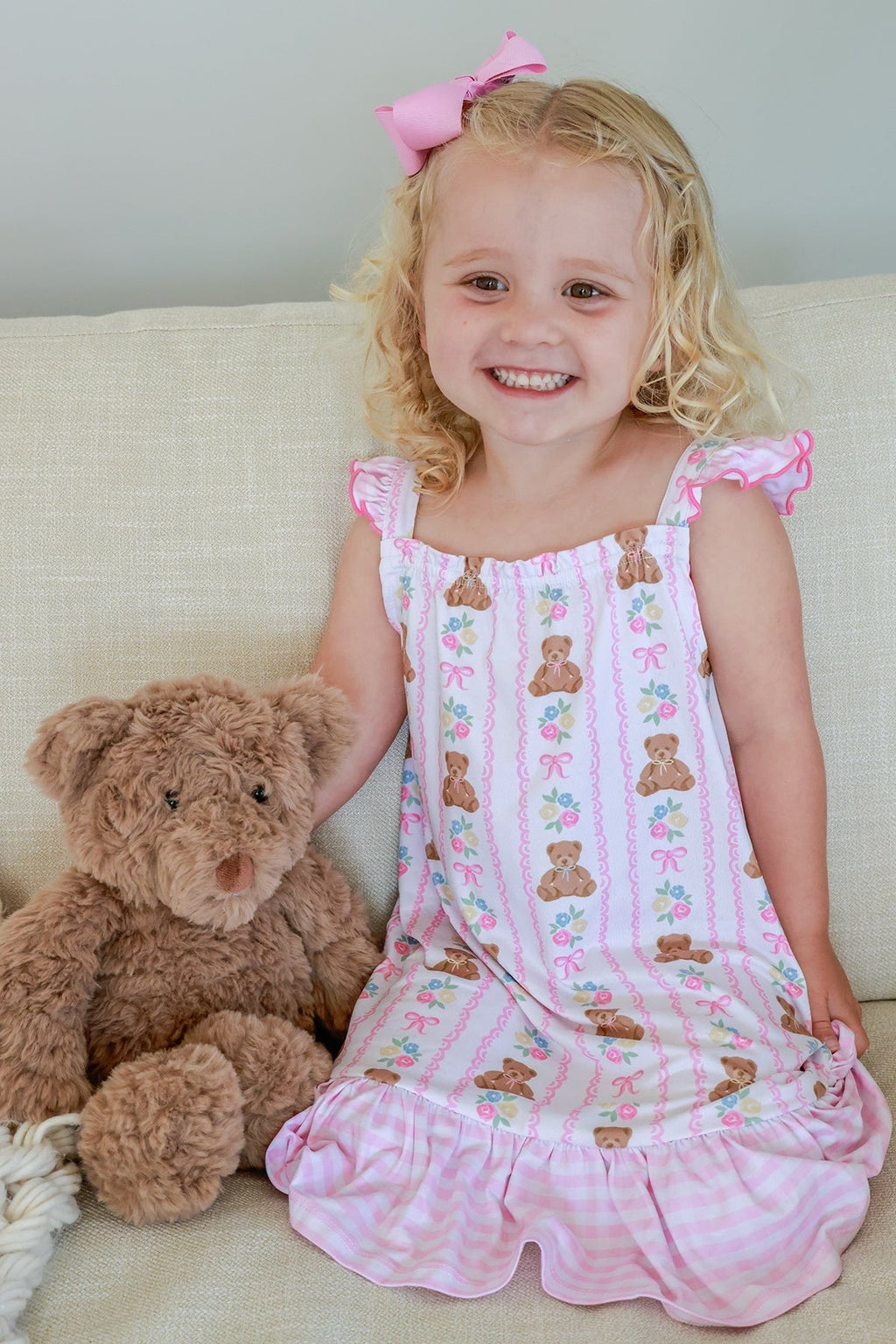 Girls' Full Length Ruffle Nightgown | Beary Lovely