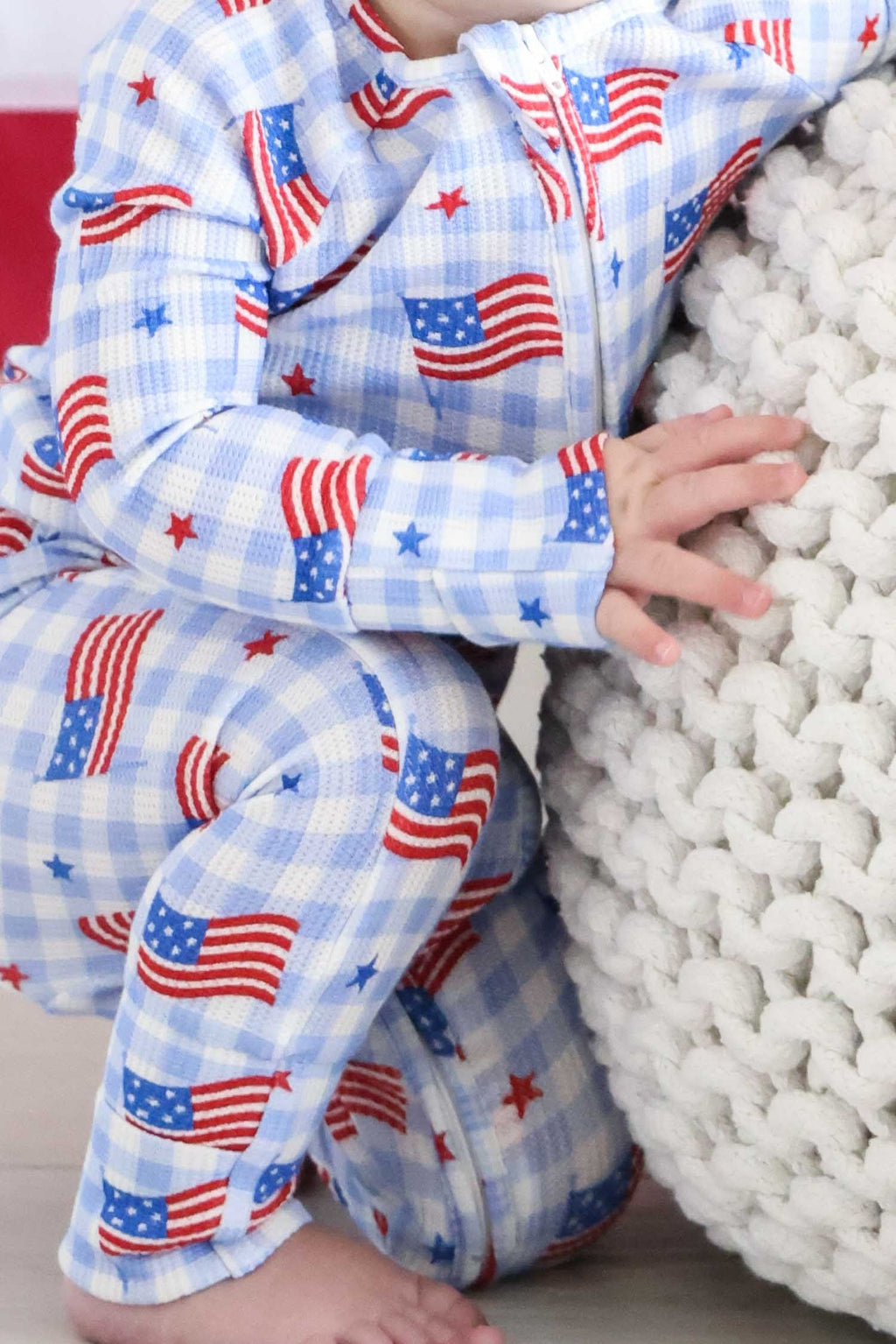 Bamboo Waffle Convertible Zip Romper | Star-Spangled Picnic