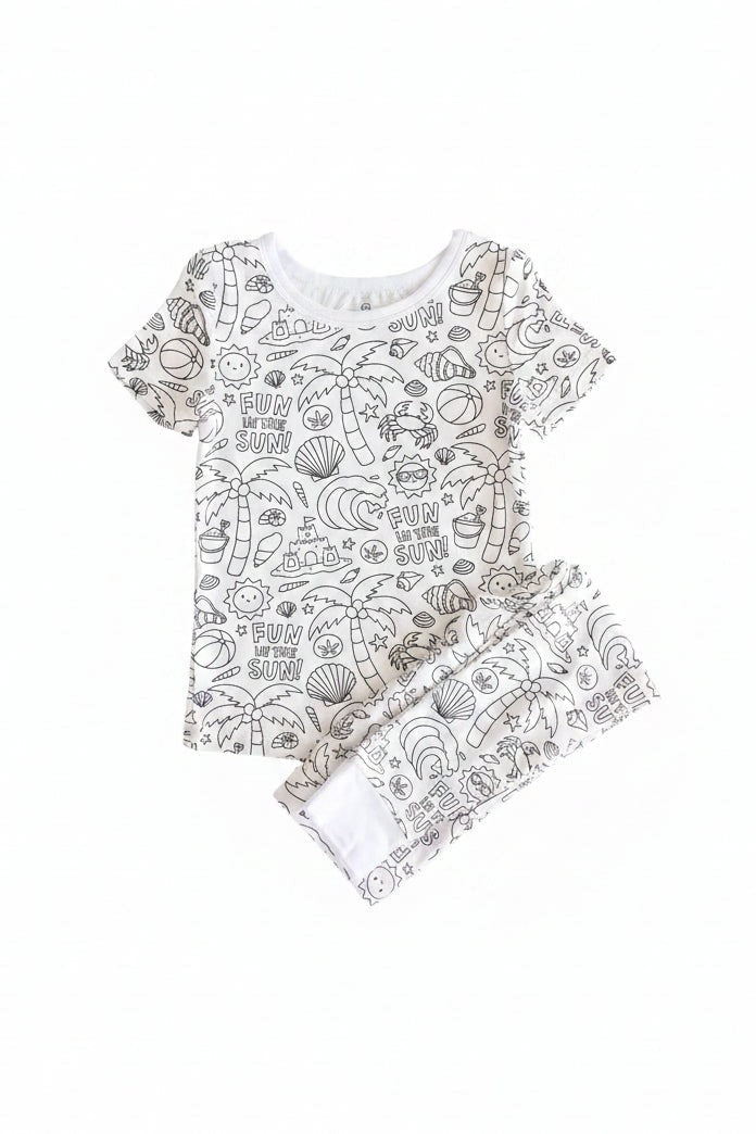 Colorable Two Piece Pajama Set | Beach Bash