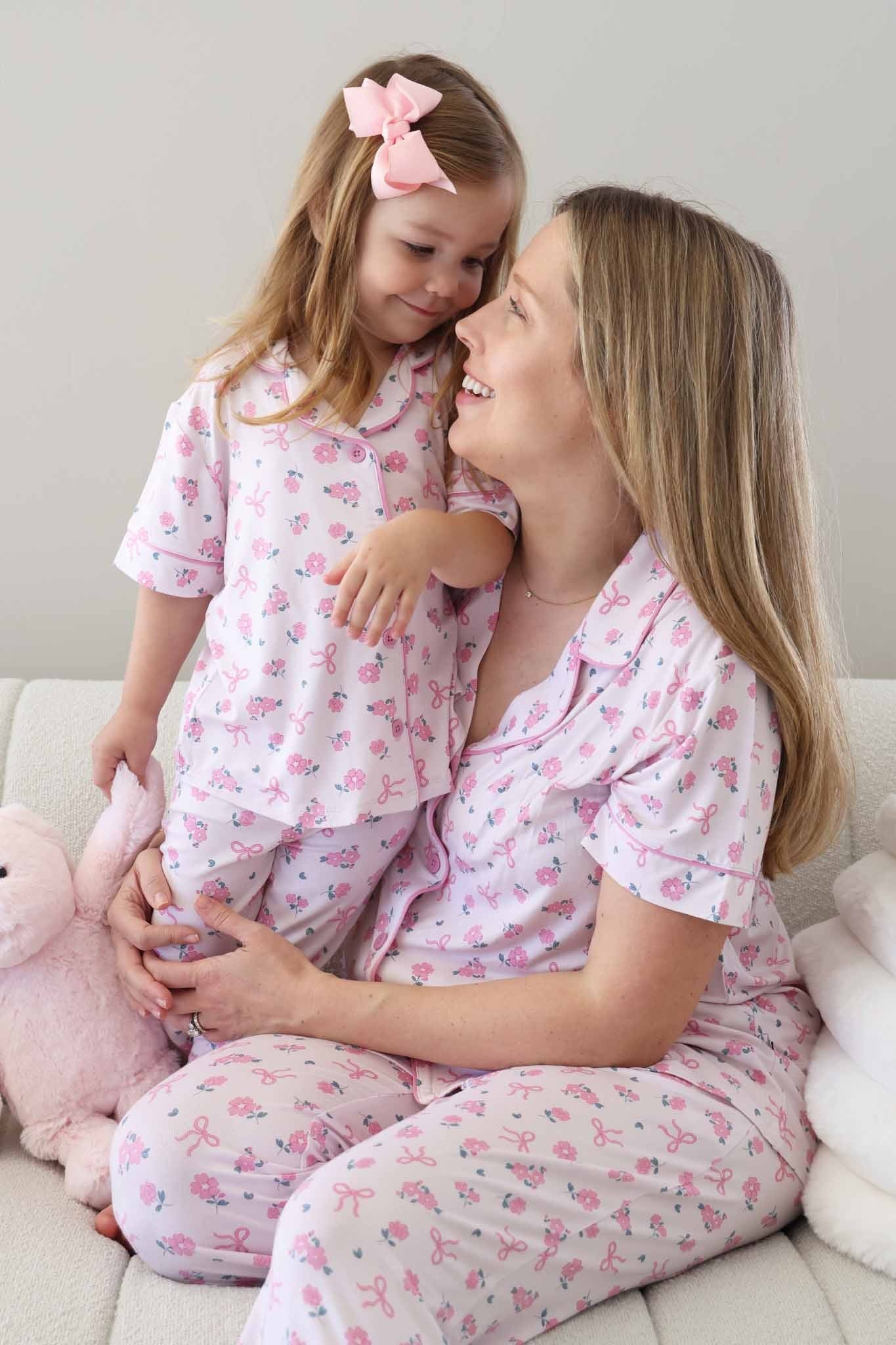 Women's Two Piece Flare Lounge Set | Ribbon & Roses Pink