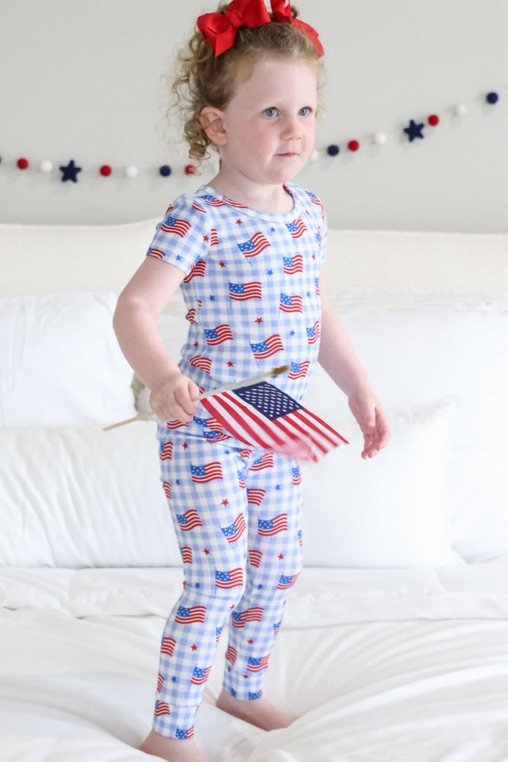 Bamboo Waffle Two Piece Pajama Set | Star-Spangled Picnic