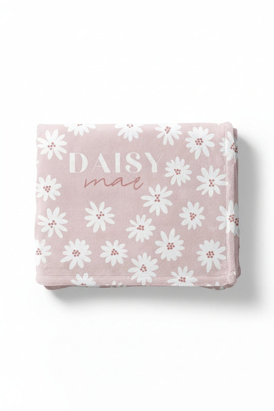 Pink Daisy Personalized Toddler Blanket