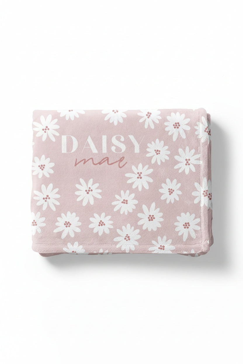 Pink Daisy Personalized Toddler Blanket