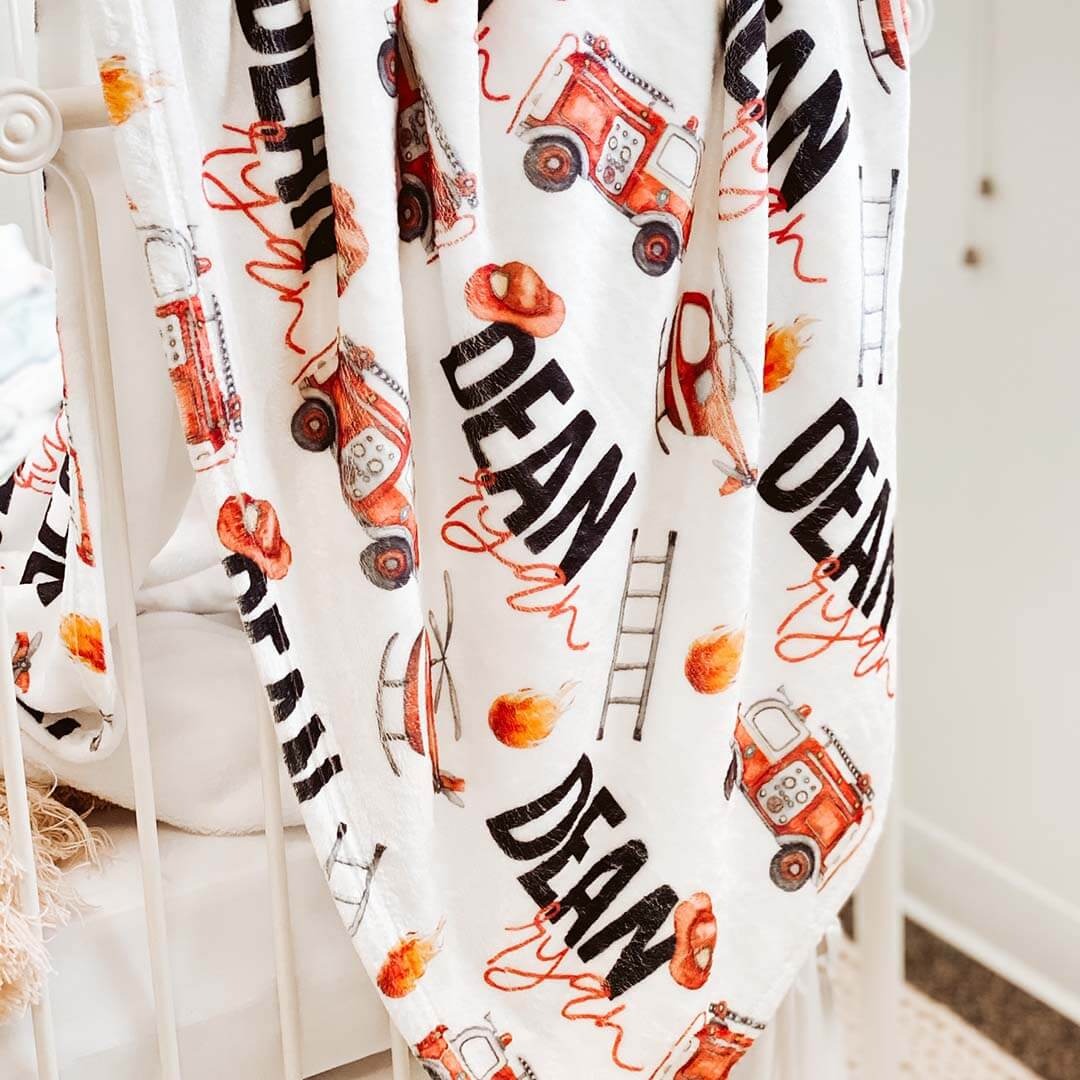 Firetrucks Personalized Toddler Blanket