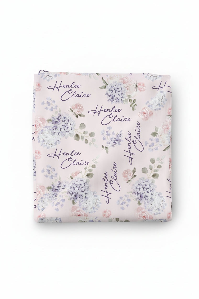 Henlee's Hydrangea Personalized Baby Name Swaddle