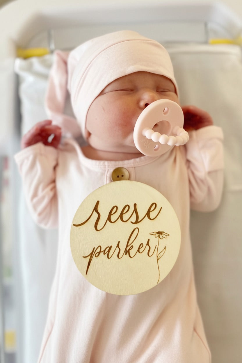 Solid Blush Bamboo Baby Knot Gown & Hat