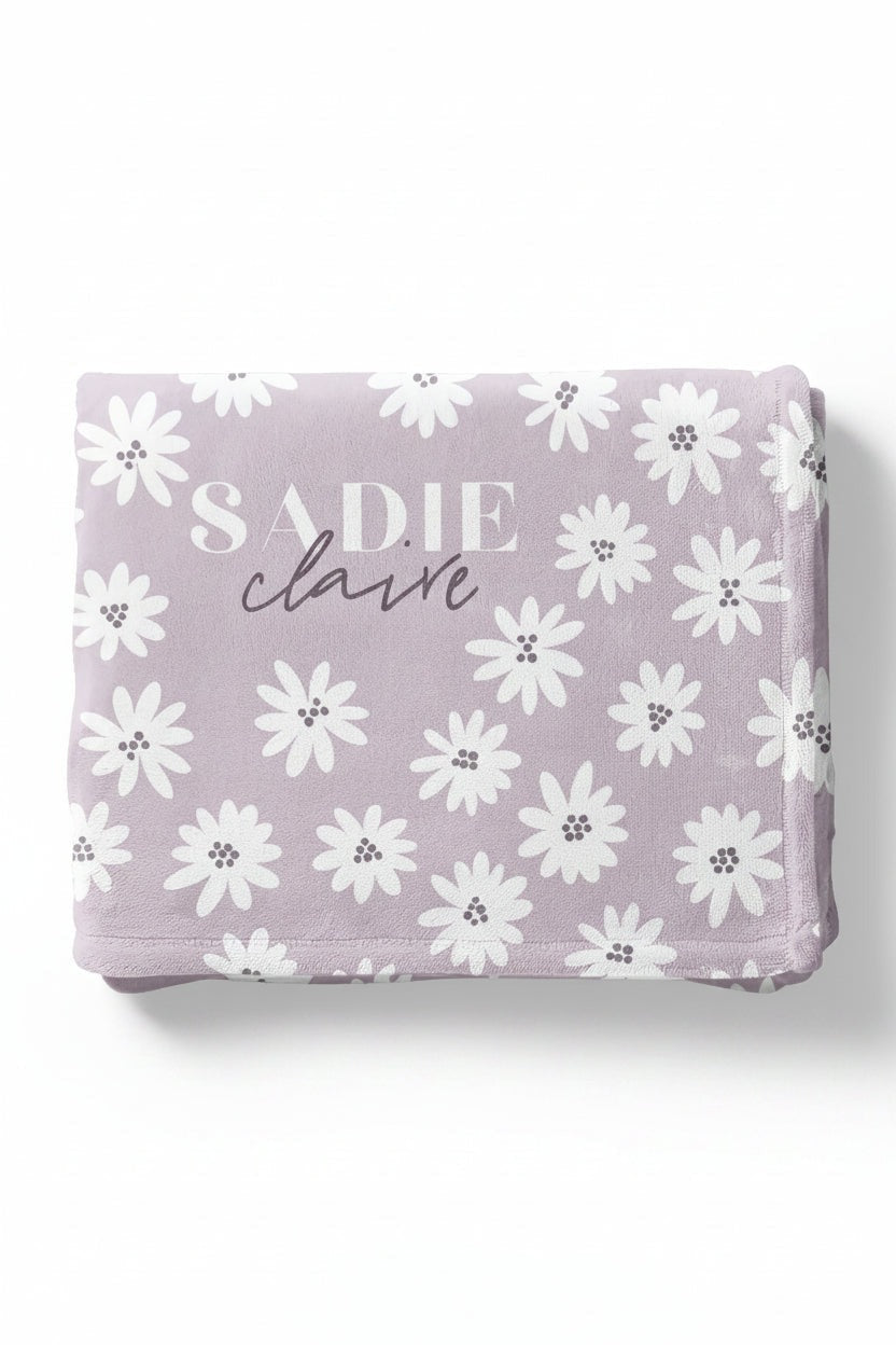 Purple Daisy Personalized Toddler Blanket