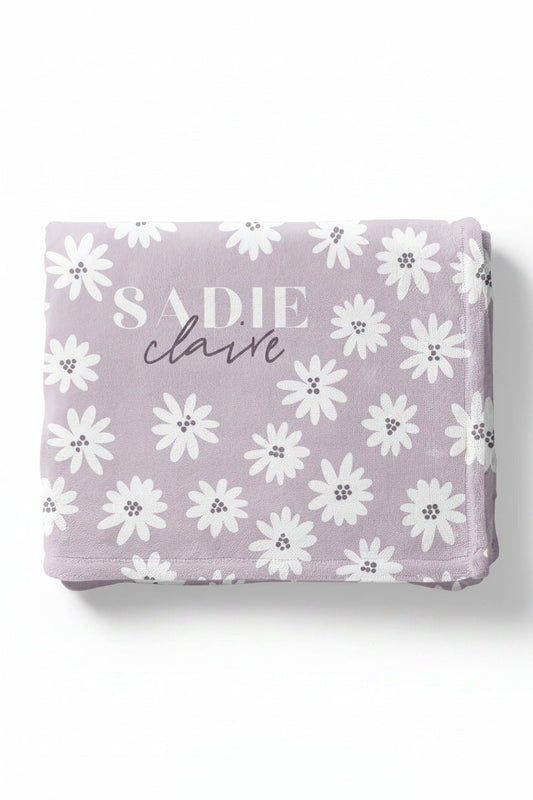 Purple Daisy Personalized Toddler Blanket
