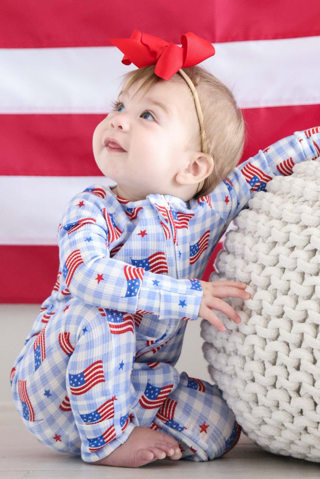 Bamboo Waffle Convertible Zip Romper | Star-Spangled Picnic