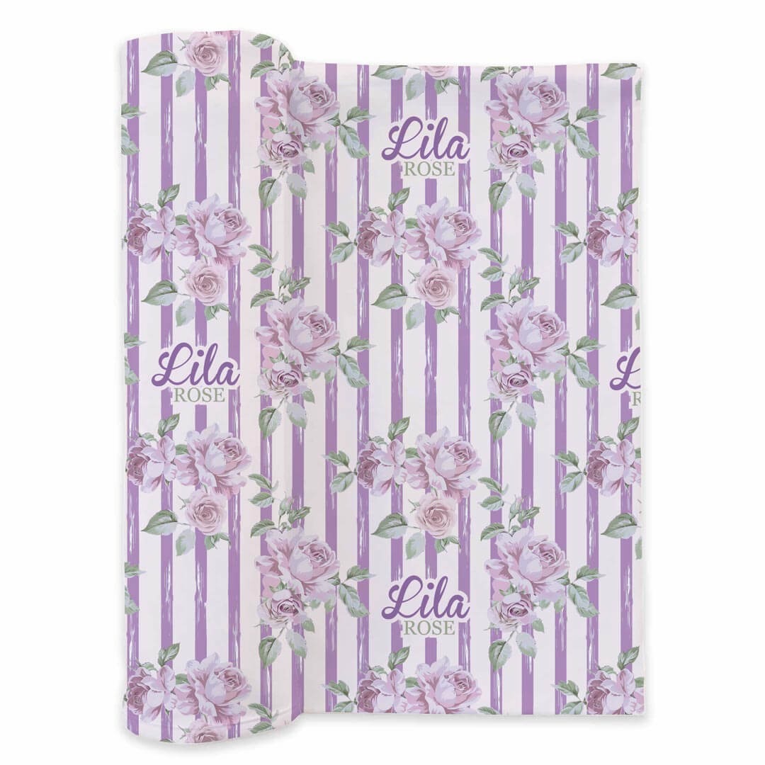 Lila's Lilacs Personalized Swaddle Blanket