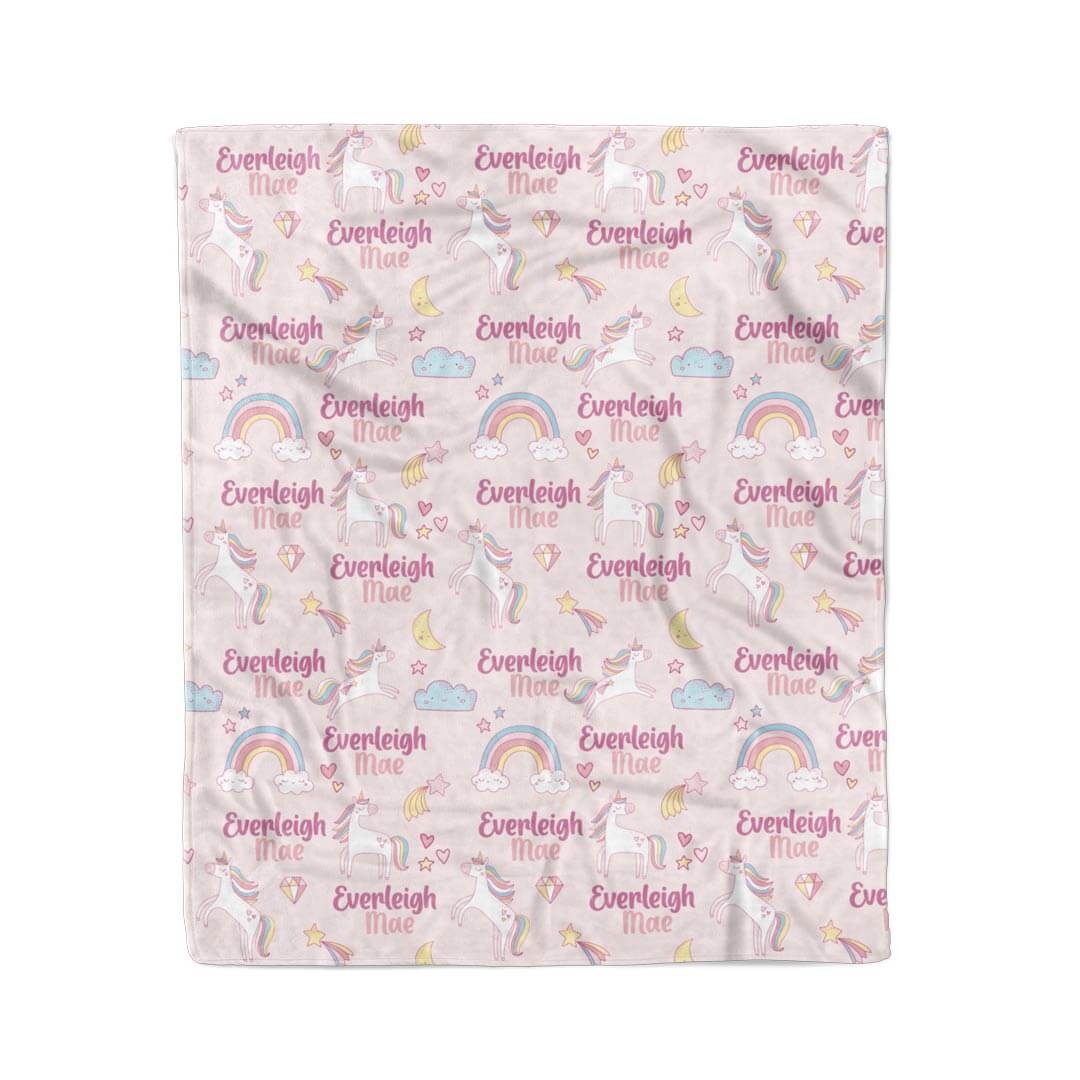 Unicorn Dreams Personalized Kids Blanket