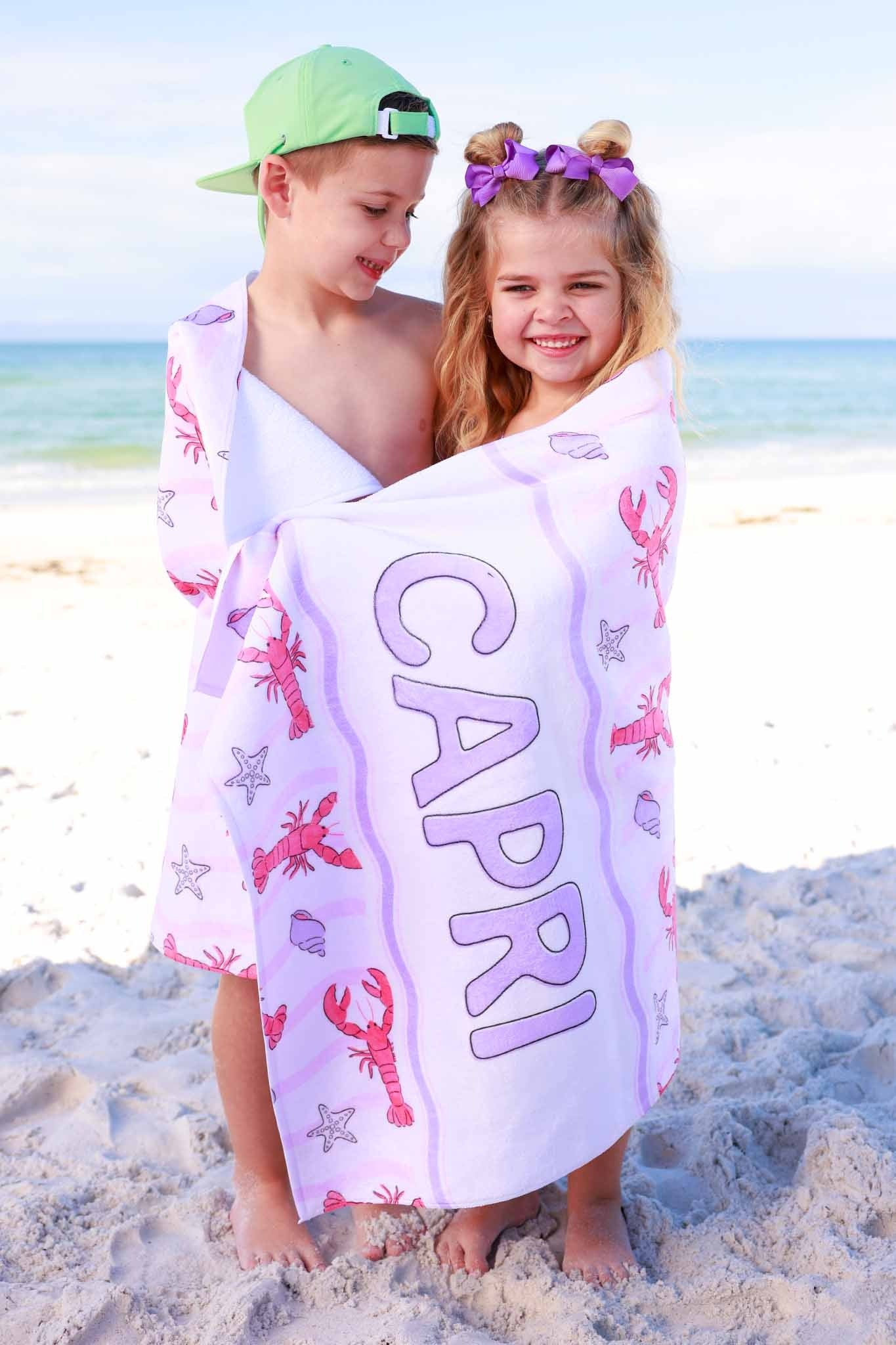 Pinch Me Personalized Kids Beach Towel | Pink