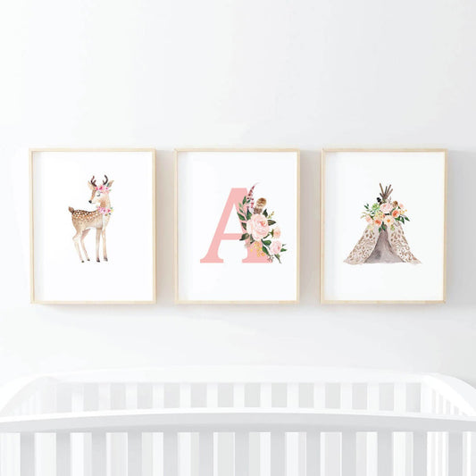 Blakely's Boho Woodland Deer Bundled Digital Nursery Art