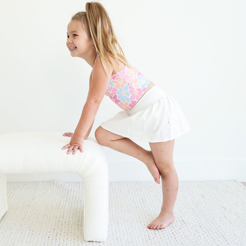 Kids CloudActiveTM Athletic Pleated Skirt | White