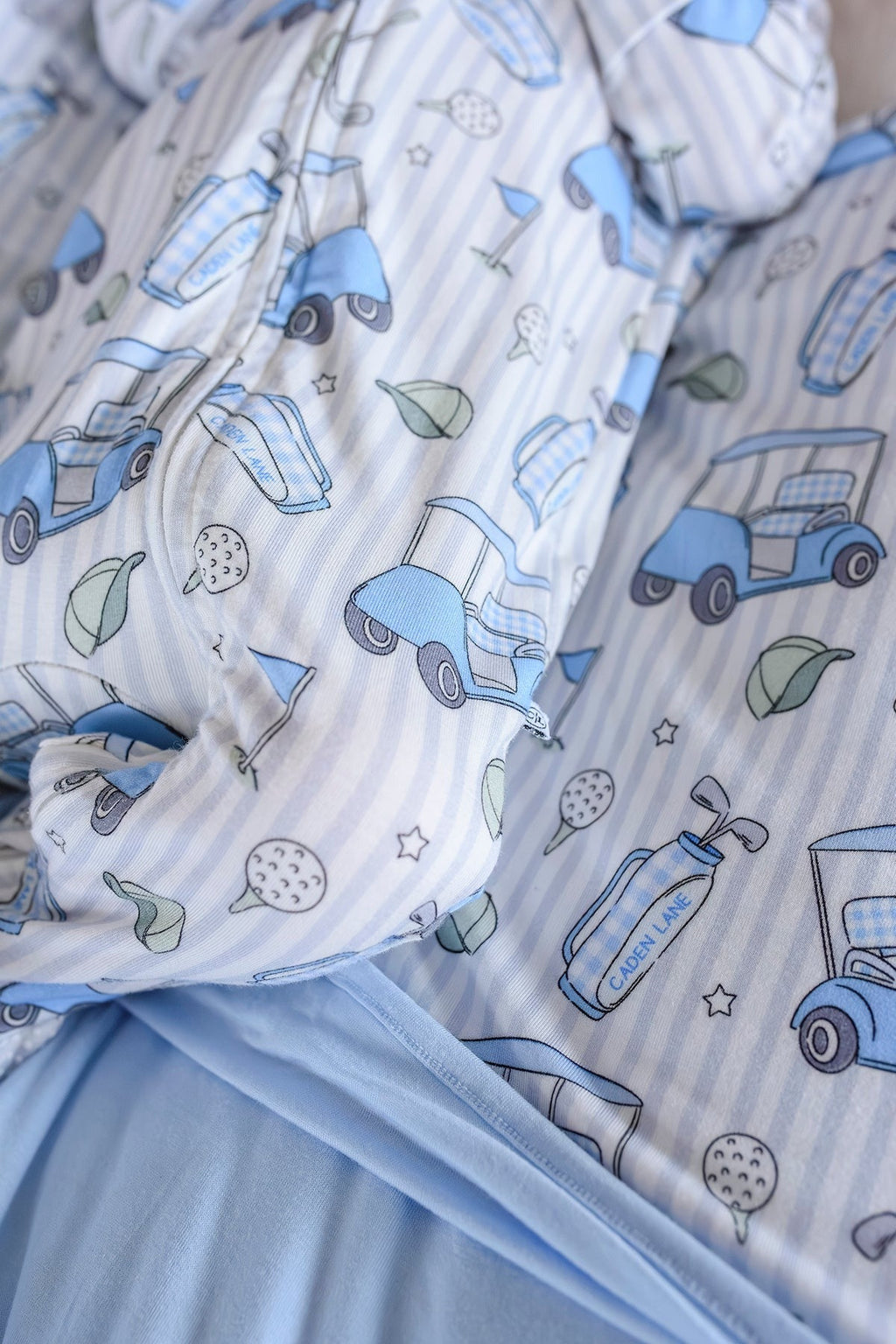 Bamboo Zipper Footie | Caddie Crew Blue