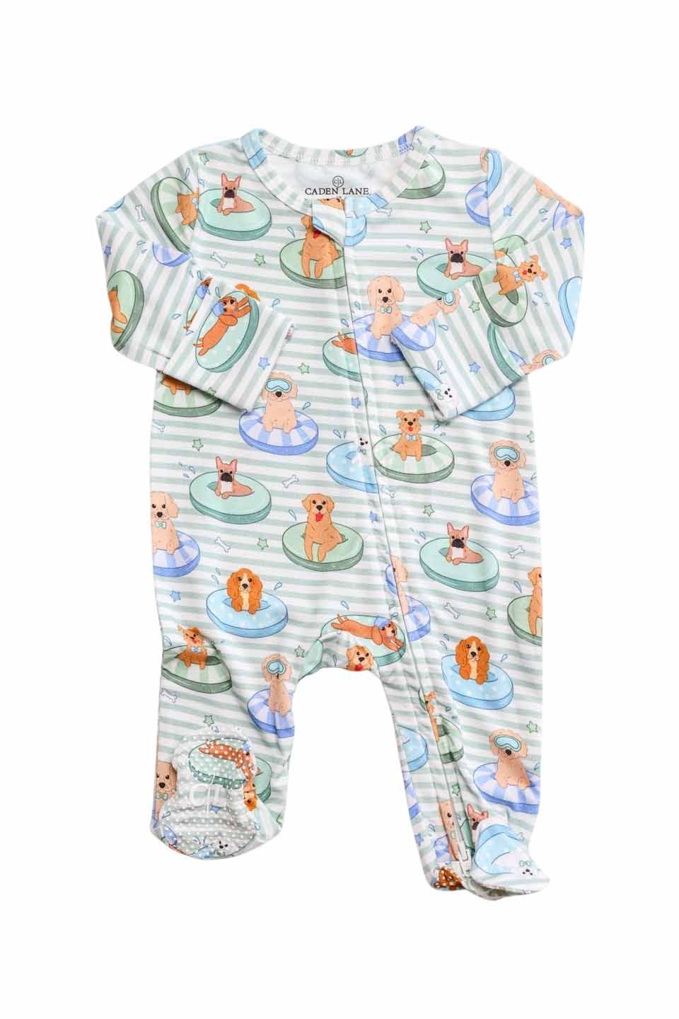 Zipper Footie | Poolside Pups Blue