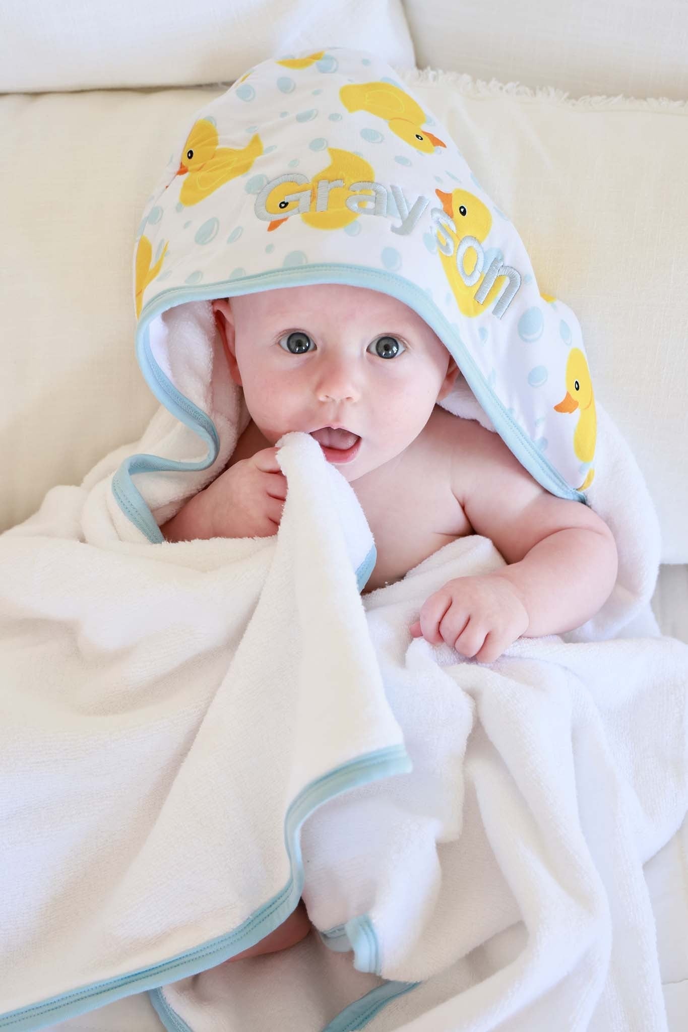 Kids Embroidered Bamboo Hooded Towels