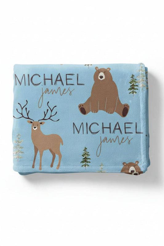 Forest Friends Personalized Kids Blanket