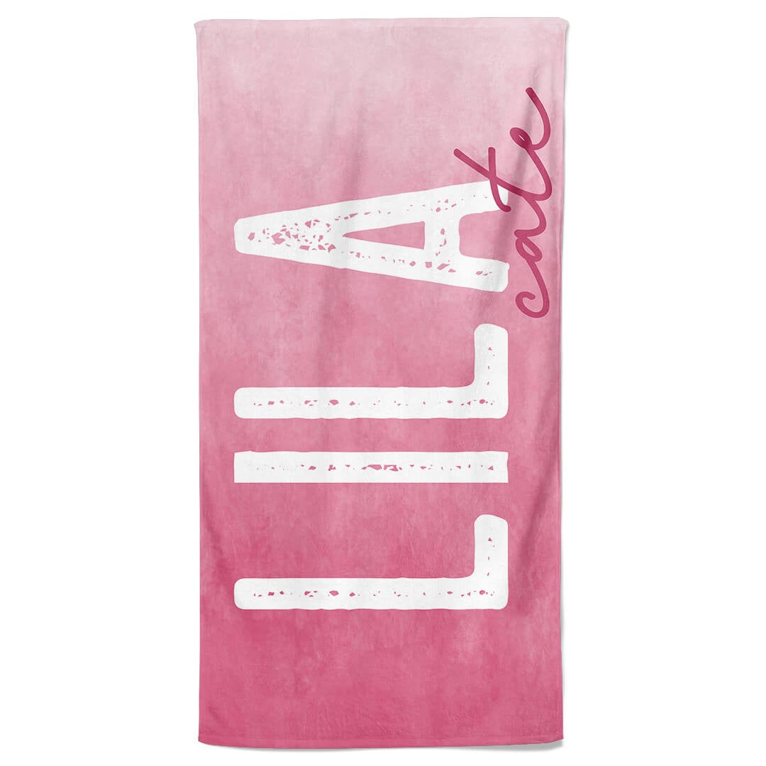 Fuchsia Ombre Personalized Kids Beach Towel