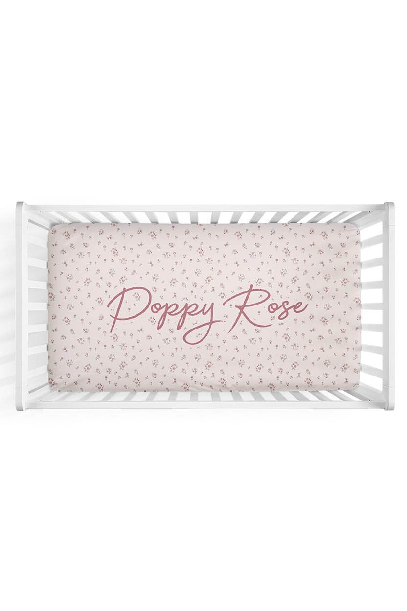 Precious Posies Personalized Crib Sheet