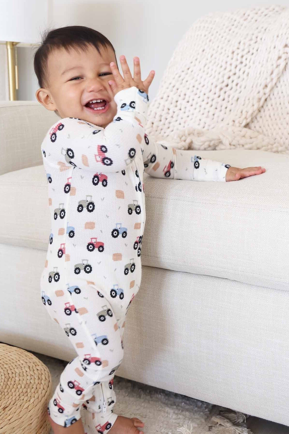 Little Farmer Bamboo Waffle Convertible Zip Romper