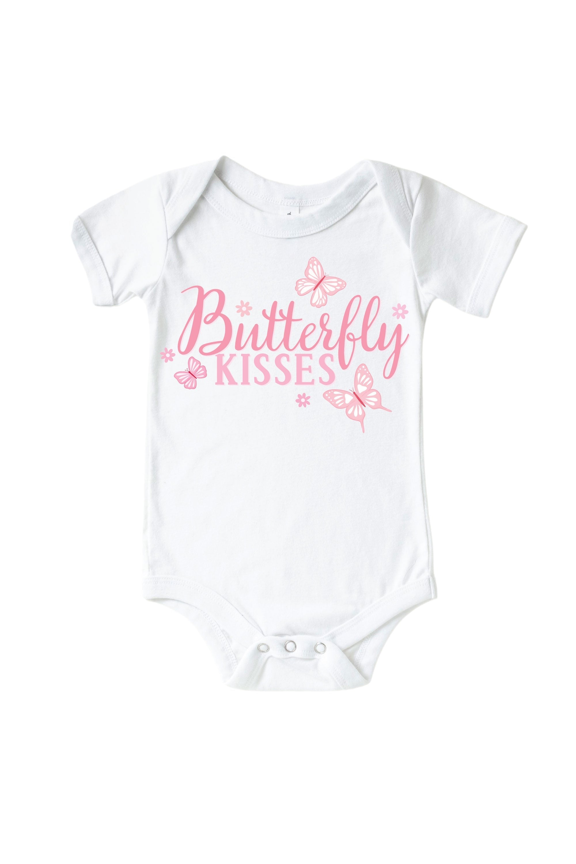 Butterfly Kisses Graphic Bodysuit & Kids Tee | White