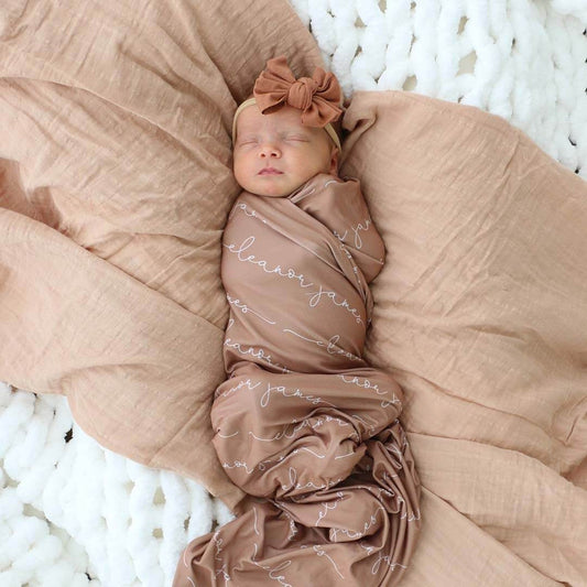 Personalized Camel Baby Name Swaddle Blanket