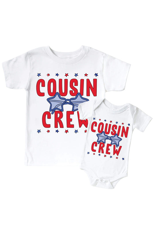 Red & White Cousin Crew Graphic Bodysuit & Kids Tee | White