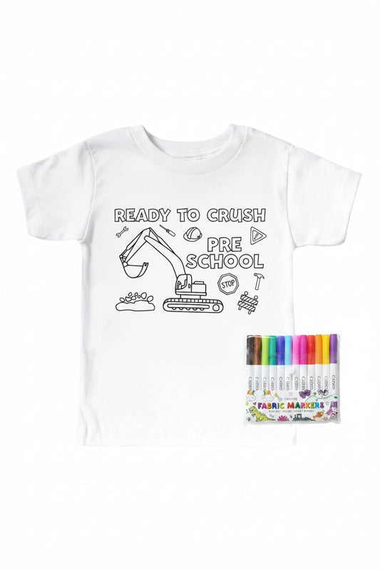 Ready To Crush School Colorable Kids Graphic Tee | White