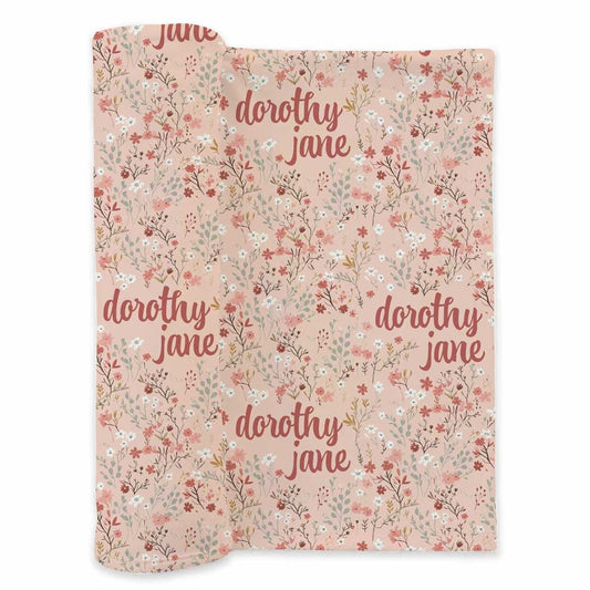 Autumn Blooms Personalized Swaddle Blanket
