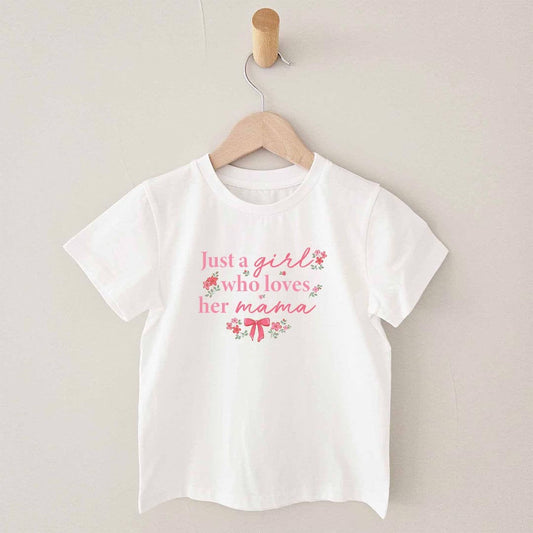A Girl Who Loves Her Mama Kids Graphic Tee | White