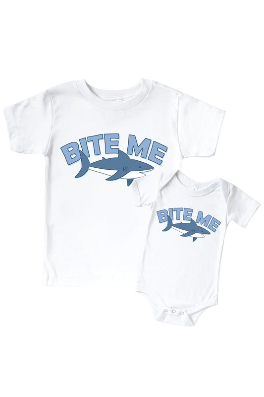 Bite Me Graphic Bodysuit & Kids Tee | White