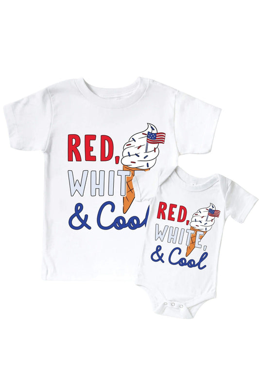 Red, White & Cool Graphic Bodysuit & Kids Tee | White